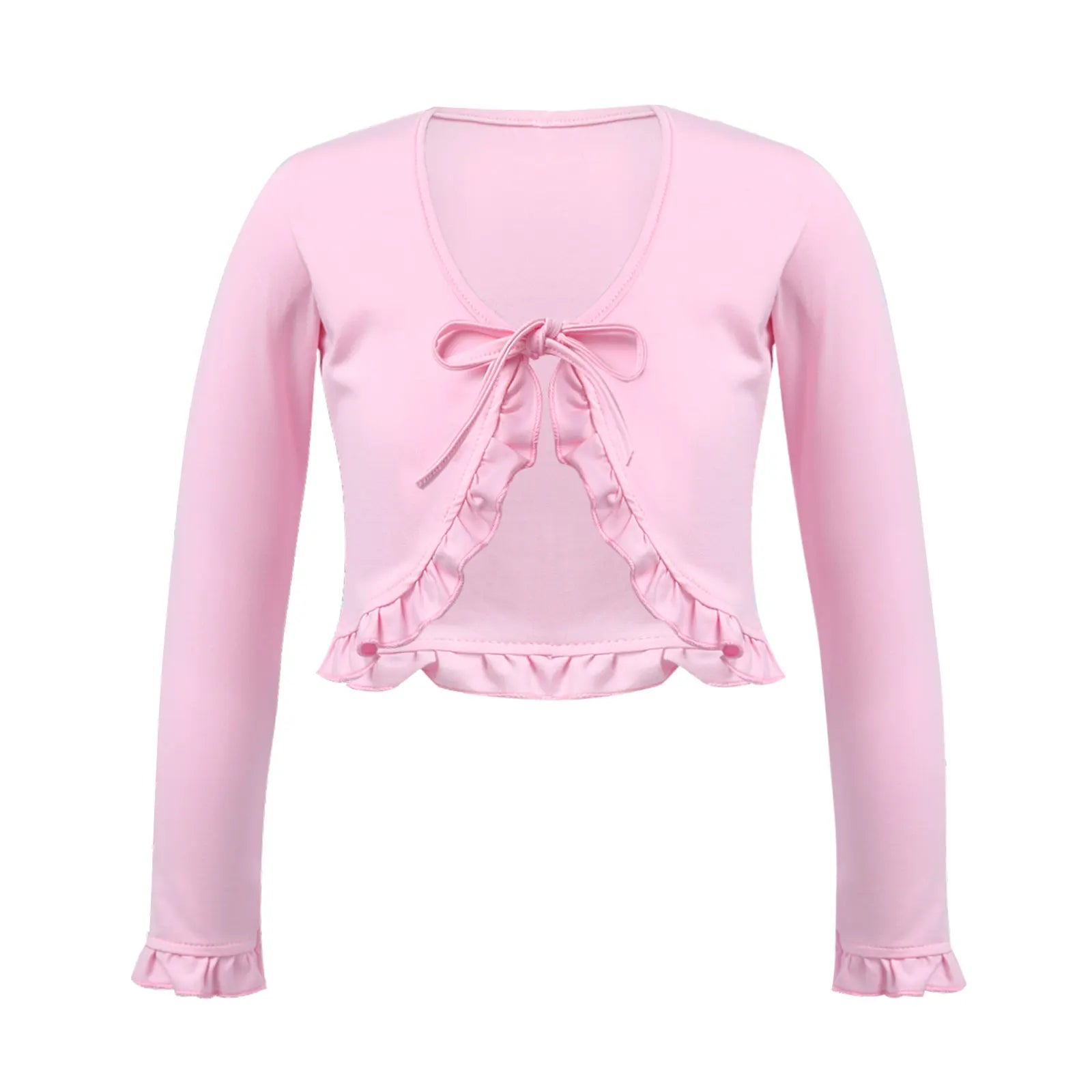 Cute Long Sleeves Flower Girl Casual Ruffle Lace Cloaks Cape Kids Bolero Jacket For Wedding Princess Outwear Shawl Cardigan Coat Lizbert