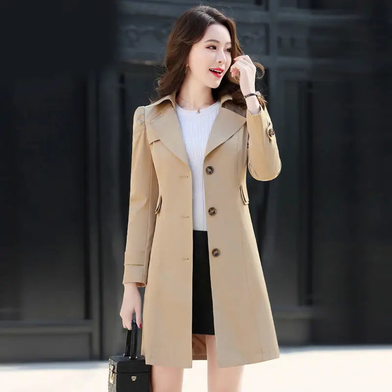 Windbreaker Jacket Women's Mid-Length British Style 2025 Spring Autumn New High-End Temperament Popular lining Trench Coat 11 Lizbert