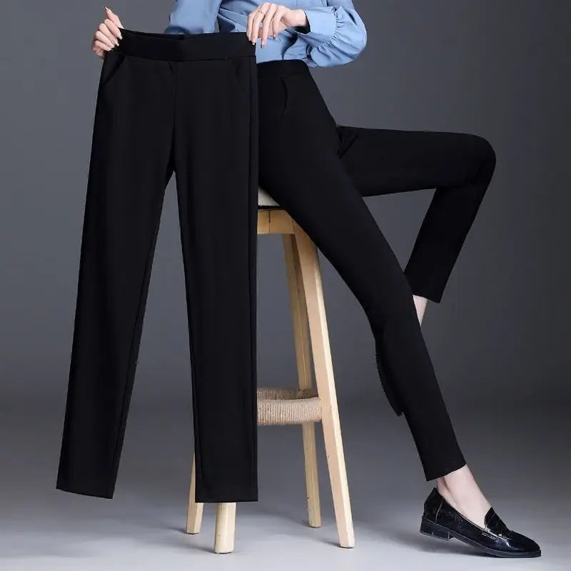 Women Pants 2021 Spring Summer Casual Pants Stretch High Waist Women's Pants Baggy Straight Trousers Pants Pantalones De Mujer Lizbert