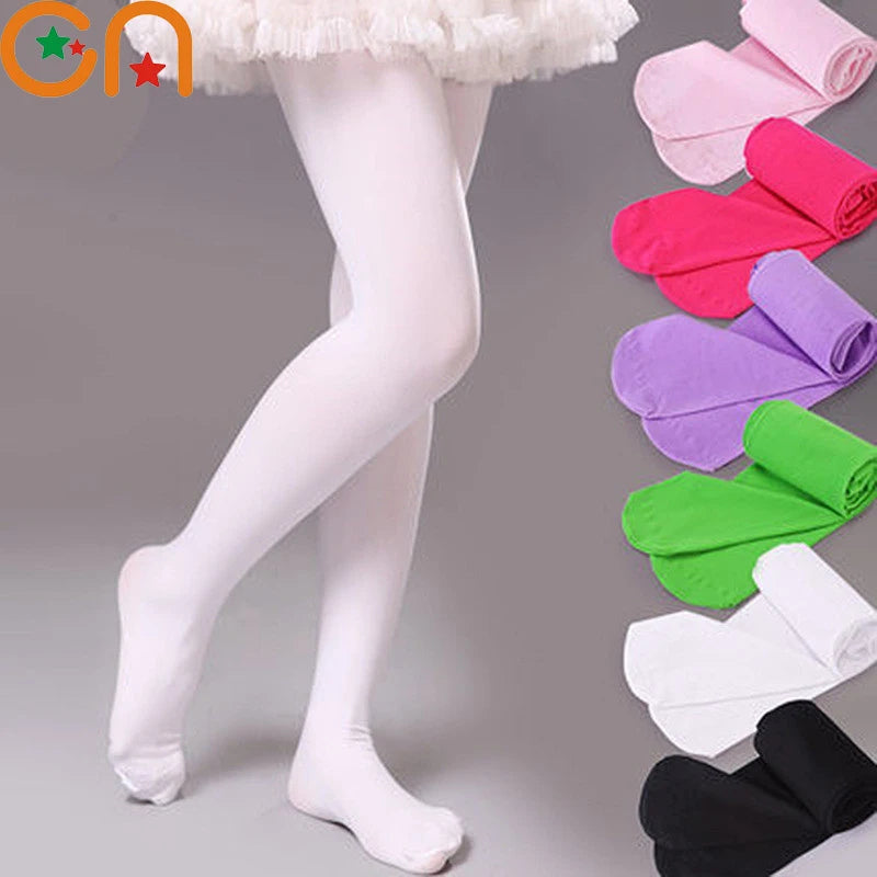 Girls Ballet Dance Pantyhose Children A Thin Section Fashion Velvet Tights Baby Solid Black White Stockings For 0-15Y Kids CN - Lizbert