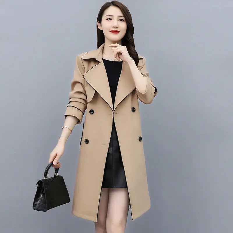 Trench Coat Women's Spring  Autumn New Loose Lace-up Mid-length Top Lizbert