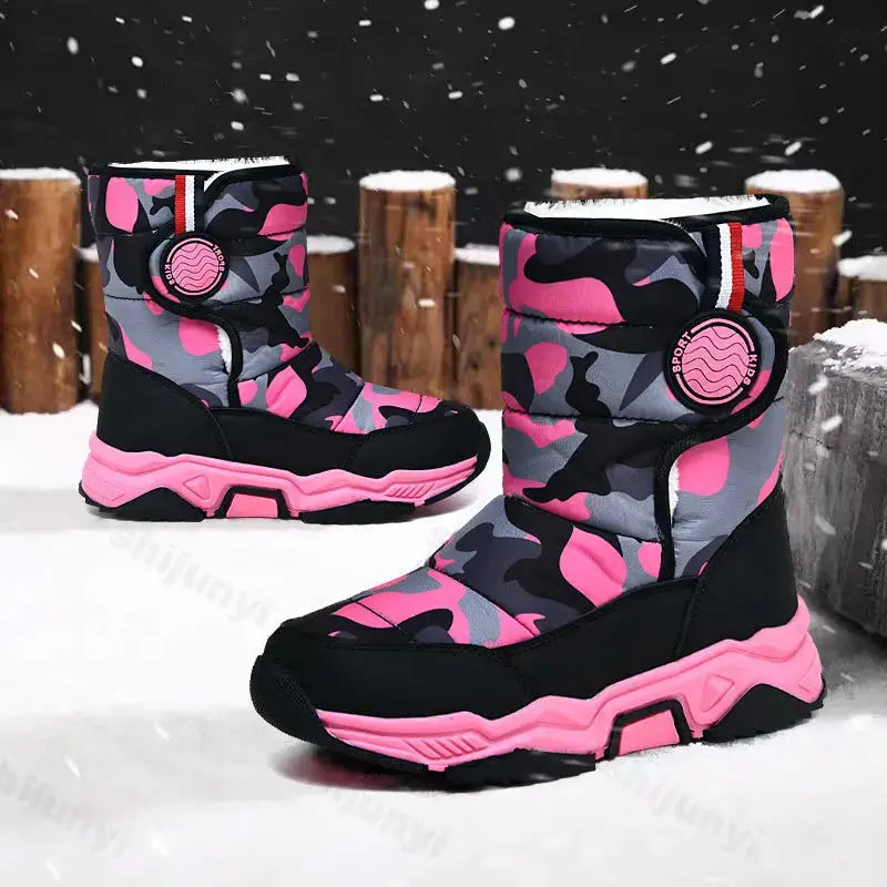 Pure Joy New Warm Fleece Snow Boots -Lined Waterproof Anti Slip Kids Lizbert