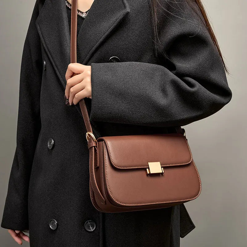 2026 New Fashion Women Luxury Designers Shoulder Bags Genuine Leather Crossbody Bags Female Classic Flap Cow Leather Square Bag Lizbert