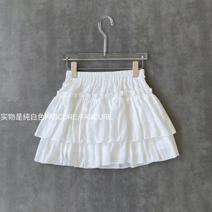 Chiffon Leopard Mini Skirts Women Y2k Retro Summer Elastic Waist Stylish Streetwear Korean Style Temperament Cake Faldas Tender Lizbert