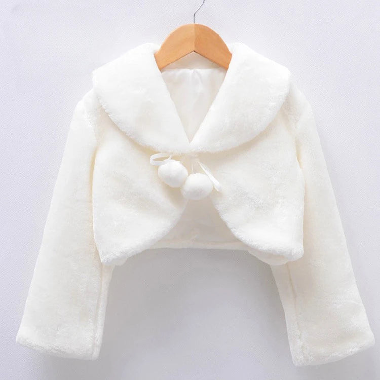 2022 Autumn/Winter Plush Shawl Girls' Coat Flower Children's Dress Matching Coat Lizbert