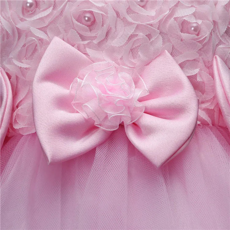 Kids Girls Flower Princess Dress Mesh Skirt Puffy For Children Sleeveless Vest Wedding Party Ceremony Elegant Evening Vestidos Lizbert