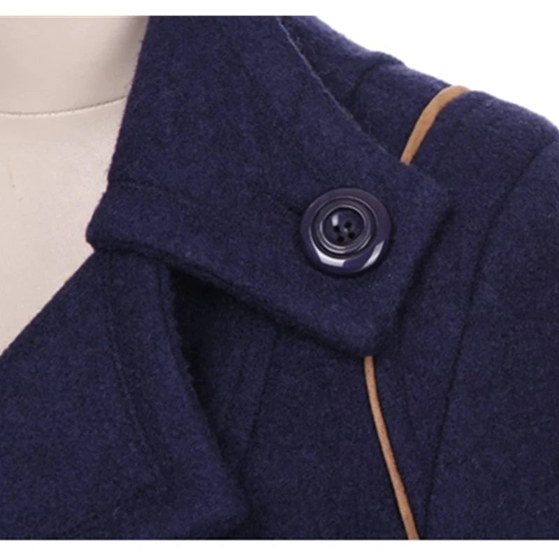 Autumn Winter Women Wool Coat 2024 Ladies Woolen Long Coat Female Fashion Slim-fit Double-Breasted Jacket with Belt S-3XL Lizbert