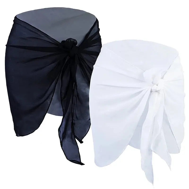 Women Short Sarongs Swimsuit Summer Coverups Beach Bikini Wrap Sheer Short Ladies Skirt Chiffon Scarf Cover Ups For Swimwear Lizbert