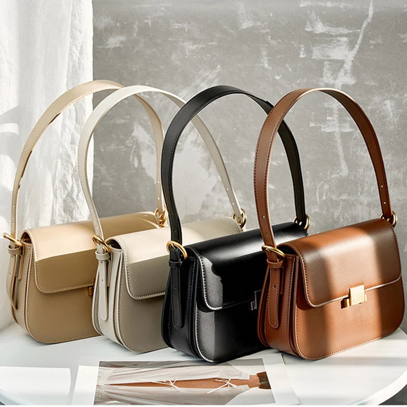 2026 New Fashion Women Luxury Designers Shoulder Bags Genuine Leather Crossbody Bags Female Classic Flap Cow Leather Square Bag Lizbert