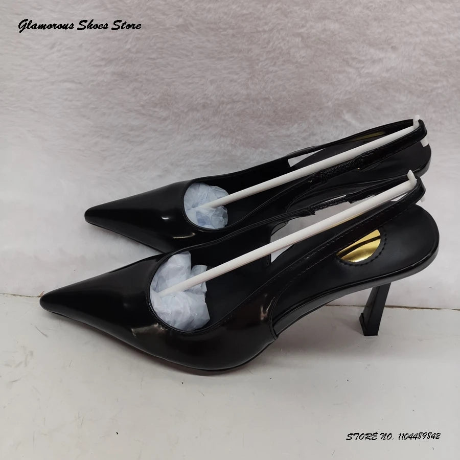 Eye Catching Patent Sling - Thin Heel Ladies Shoes