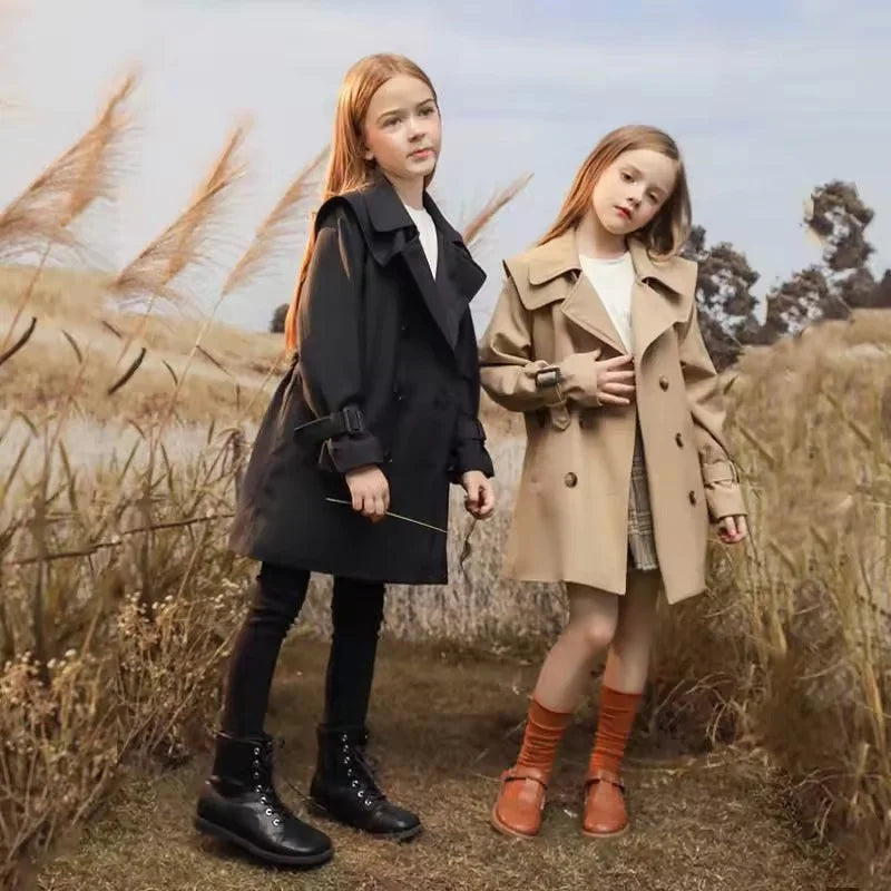 Girls Windbreaker Coat Spring Autumn Kids Windproof Jackets Children Mid-Length Trench Outerwear Teenagers Overcoat 4-14 Years Lizbert