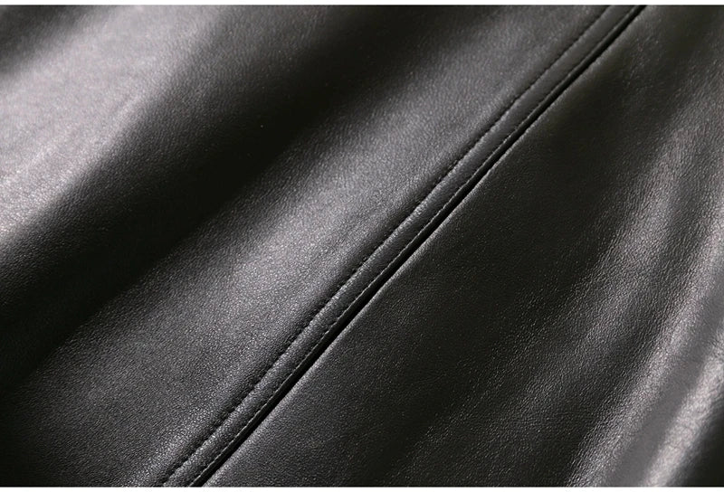 Hip Wrap Slim Fit Genuine Leather High Waist Thin 2025 A-line Sheepskin Short Skirt Female Fashion Women Harajuku Kawaii Casual Lizbert