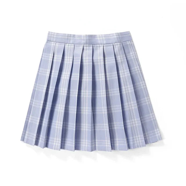 Summer Plaid Pleated Skirt With Korean Jk Skirt Uniform Japanese School Preppy A Line Mini Skirts Lizbert