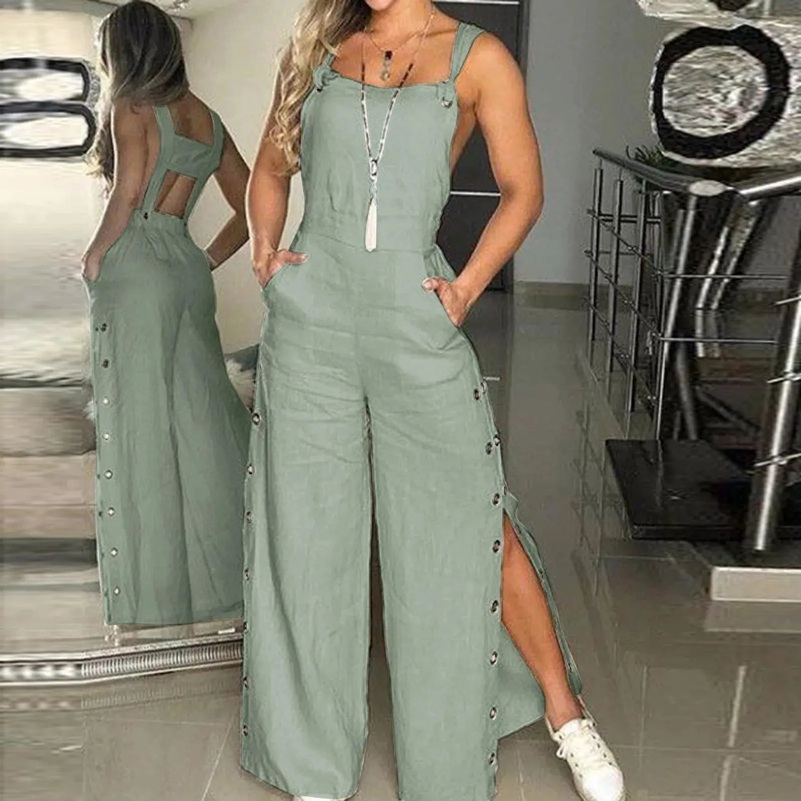 Stylish, Classic & Flattering Sleeveless Loose-Fit Cotton Blend Women Jumpsuit Lizbert