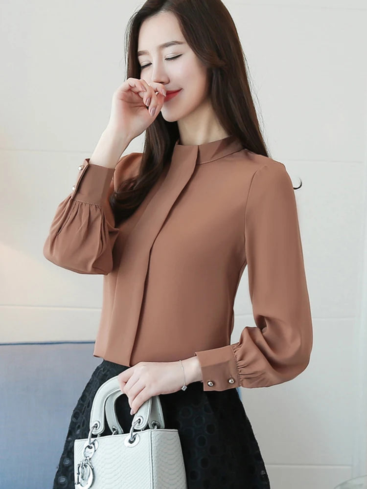 New Autumn Spring Tops Women Fashion Ladies Long Sleeve Shirts Casual Chiffon Blouse 2025 Work Wear Office Blusas Femininas Lizbert