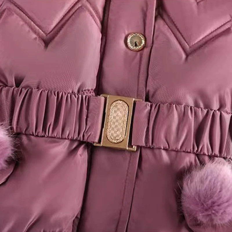 4 5 6 8 10 Years Winter Girls Coat Keep Warm Thicken Kids Jacket Hooded Zipper Fur Collar Princess Outerwear Children's Clothing Lizbert