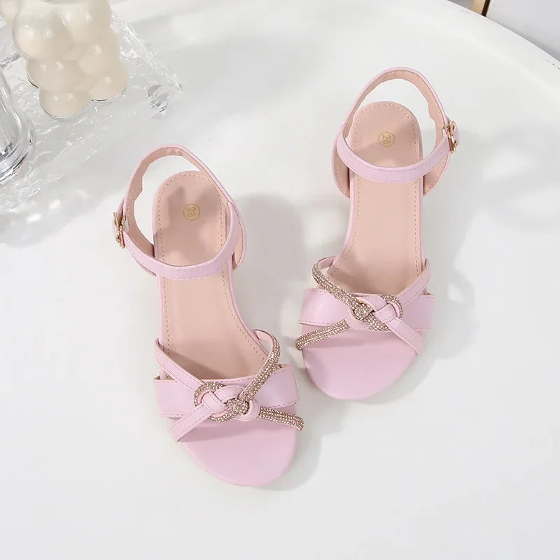 Children's Sandals 2025 Summer New Kids' Crystal High Heels Soft Sole Casual Fashion Girls' Princess Shoes 3-10 Years Old Lizbert