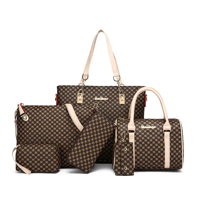 Women's Bag Fashion Six Pieces Set Mother Bag Handbag Shoulder Crossbody Foreign Trade Women's Bag Clutch Bag Purse Lizbert