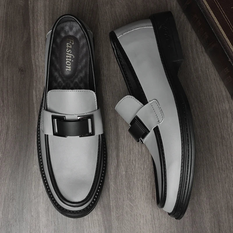 Stylish Italian Metal Buckle - Men Patent Shoes