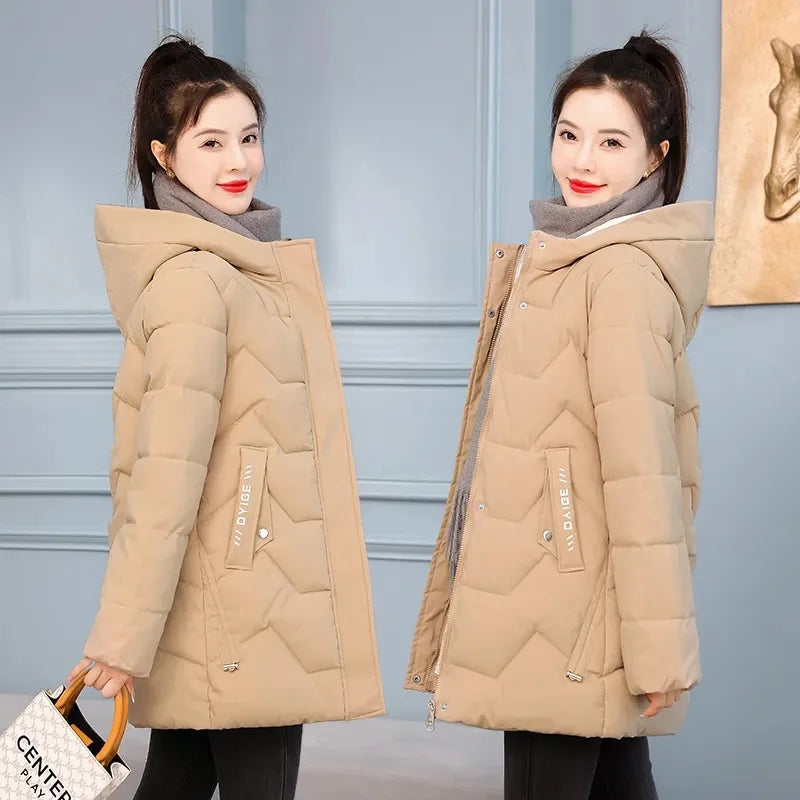 Winter Jacket 2025 New Women Parka Hooded Coat Casual Slim Long Casual Jacket Female Jacket Cotton Padded Warm Outwear Lizbert