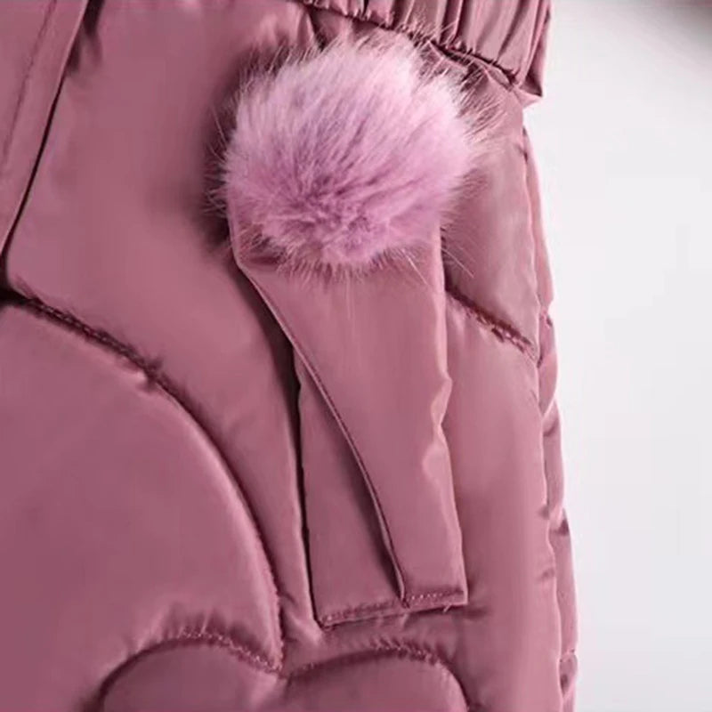 4 5 6 8 10 Years Winter Girls Coat Keep Warm Thicken Kids Jacket Hooded Zipper Fur Collar Princess Outerwear Children's Clothing Lizbert
