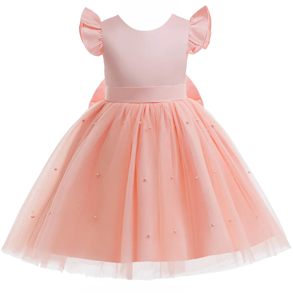 Flower Girl Dresses Birthday Tulle Dress Backless Wedding Gown Kids Party bridesmaid Princess Baby baptism Prom Lizbert