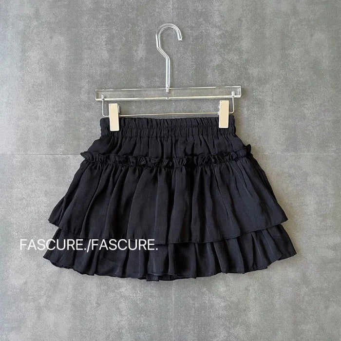 Chiffon Leopard Mini Skirts Women Y2k Retro Summer Elastic Waist Stylish Streetwear Korean Style Temperament Cake Faldas Tender Lizbert