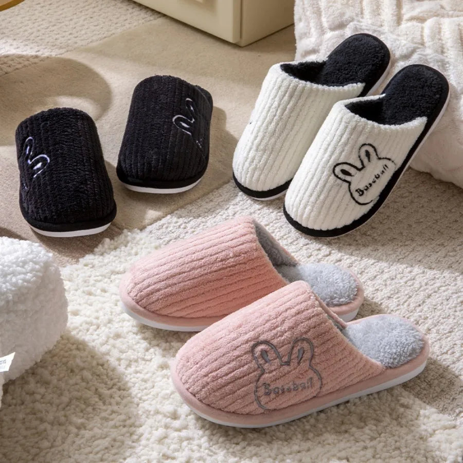 Winter Warm Plush Men Slippers Non Slip Soft Shoes Comfort Flat Heel Indoor Bedroom Couple's Slippers for Home Shoes in Autumn