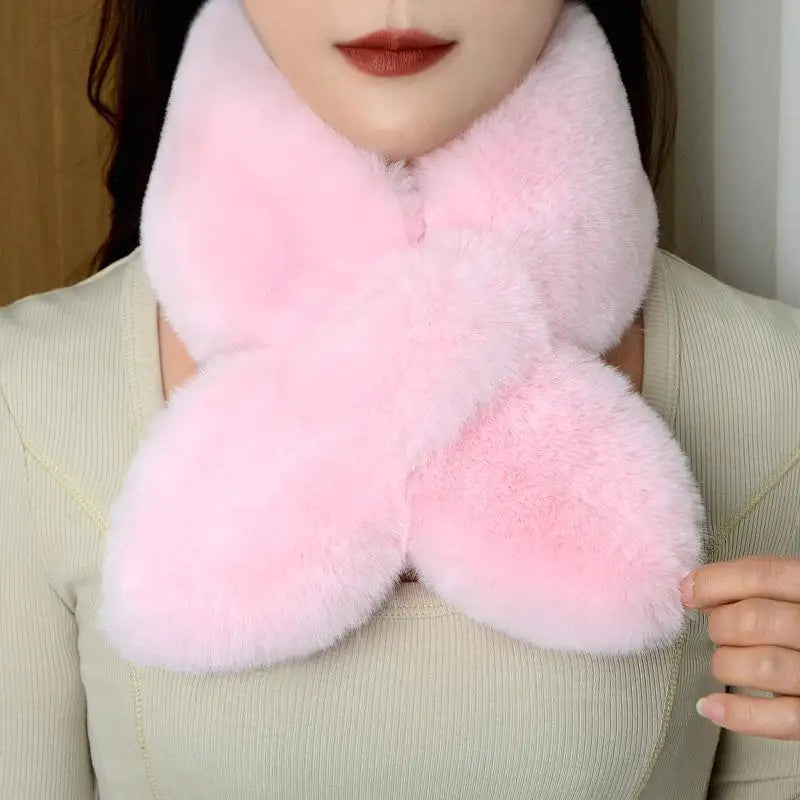 Winter Faux Rabbit Fur Scarf Women Girls Scarf Soft Plush Scarves Solid Color Neck Collar Warmer Stuff Christmas Gifts〔CC55〕 Lizbert