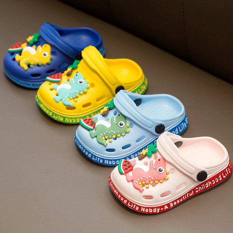 Children's cave shoes cartoon dinosaur pattern sandals baby walking shoes anti slip quick drying shoes water shoes garden shoes Lizbert