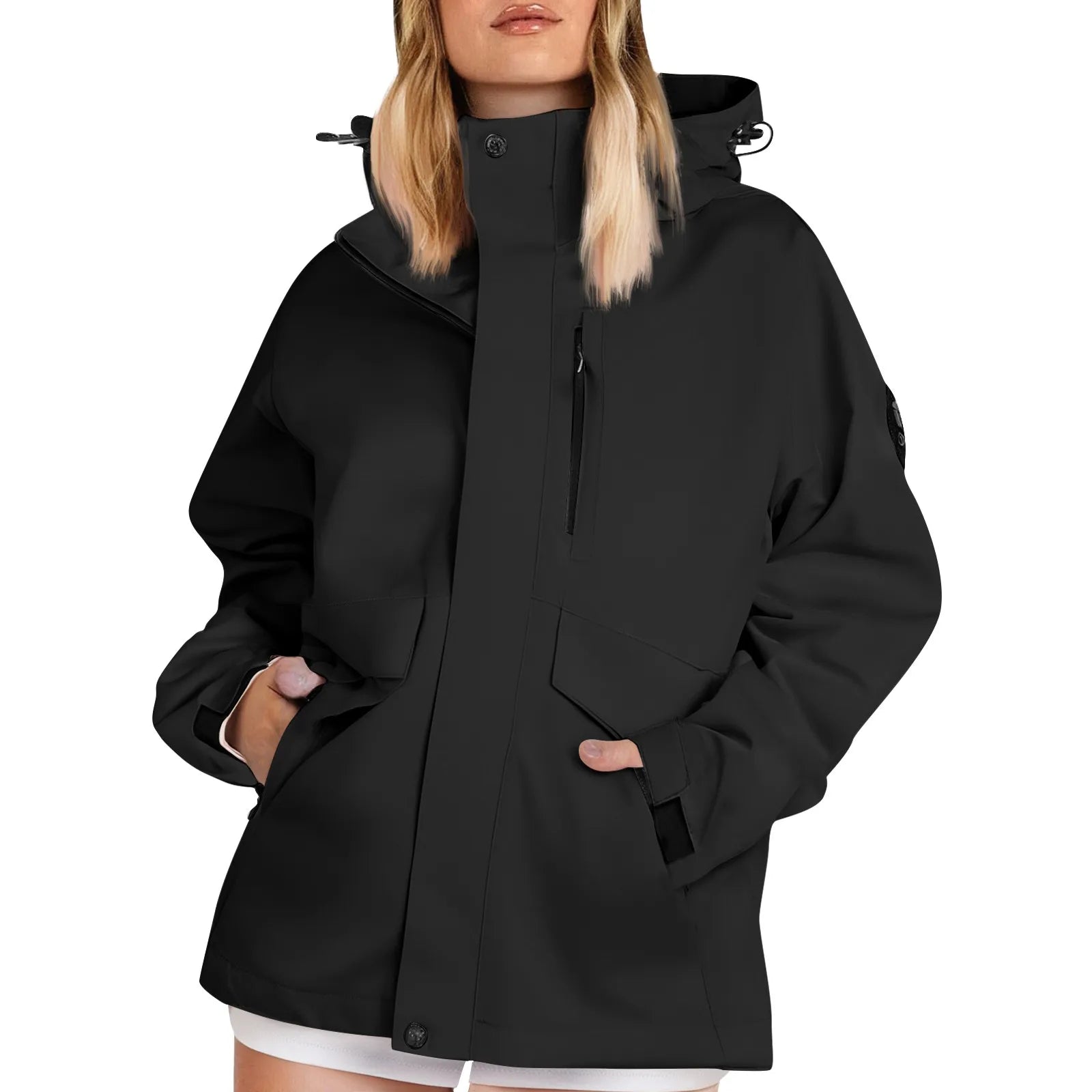 Female Zipper Hooded Jacket  Autumn Solid Color Windproof Waterproof Thin Coat Fashion Outdoor Sport Mountaineering Clothing ﻿