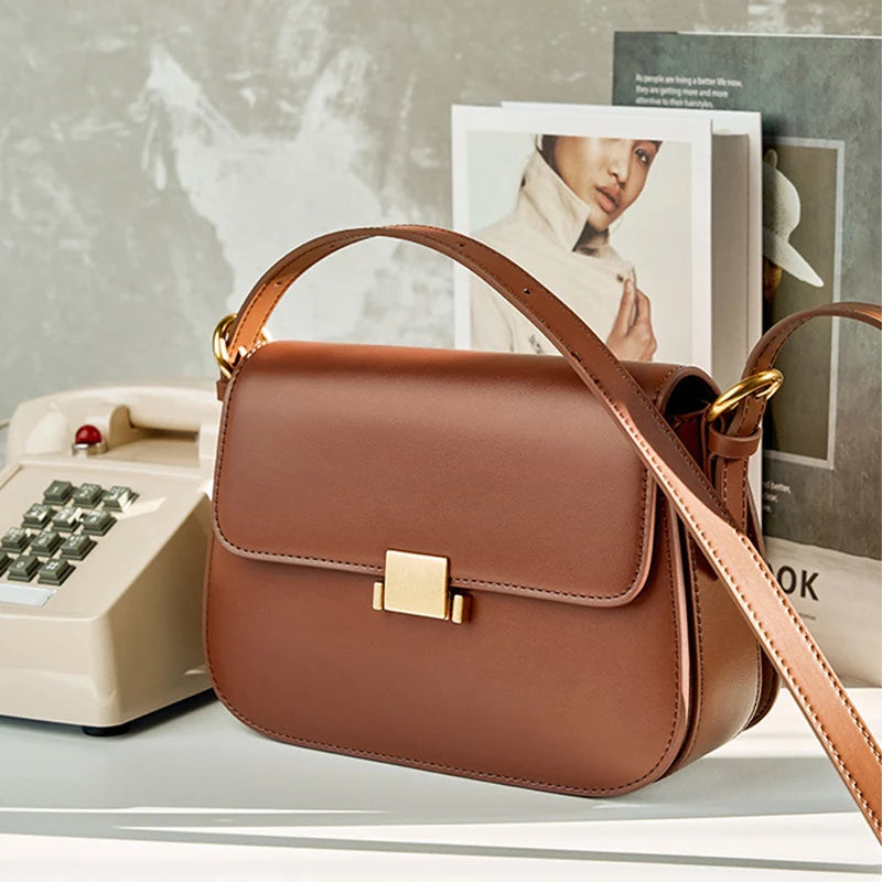 2026 New Fashion Women Luxury Designers Shoulder Bags Genuine Leather Crossbody Bags Female Classic Flap Cow Leather Square Bag Lizbert