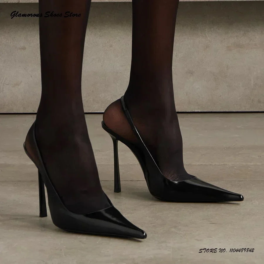 Eye Catching Patent Sling - Thin Heel Ladies Shoes