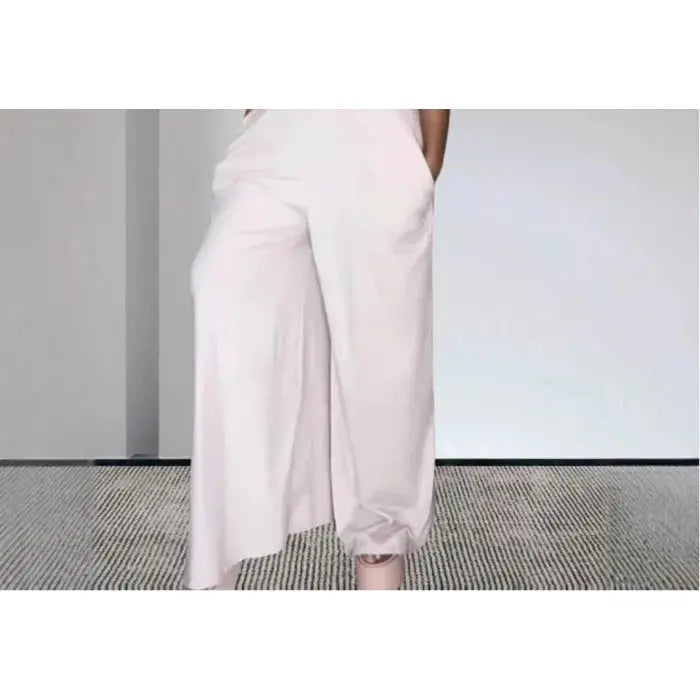 Elegant Jumpsuit Women Backless Hanging Neck Pocket Slim Fit Solid Color Bodysuit Conjoined Body Wide Leg Pants 2025 Summer New Lizbert