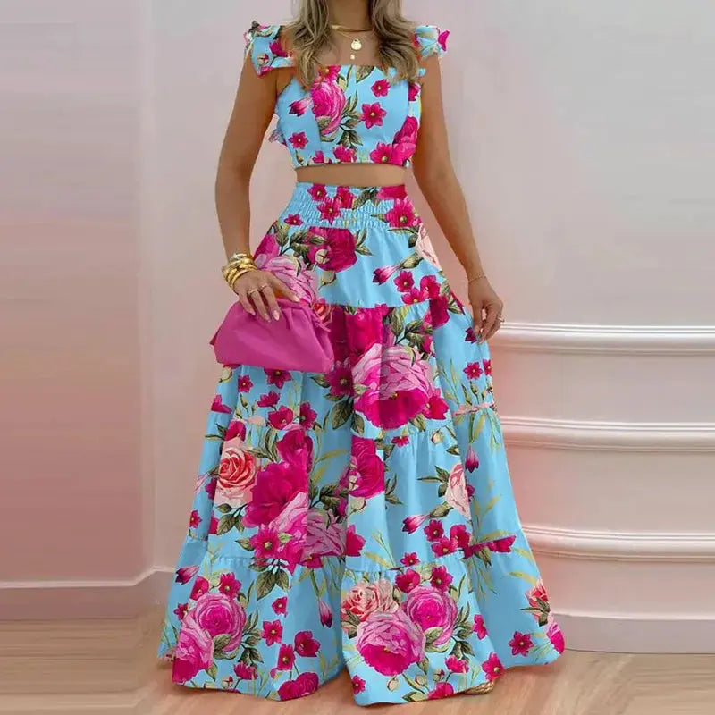 Floral Two-Piece Maxi Set – Effortless Summer Elegance Lizbert