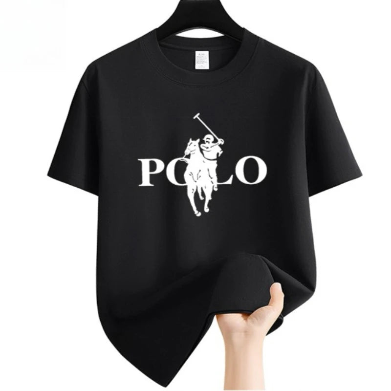 Men's Summer Fashion Brand Clothing  Casual Business Shorts  Loose Sleeve Versatile Round Neck T-Shirt  Breathable T-Shirt Lizbert