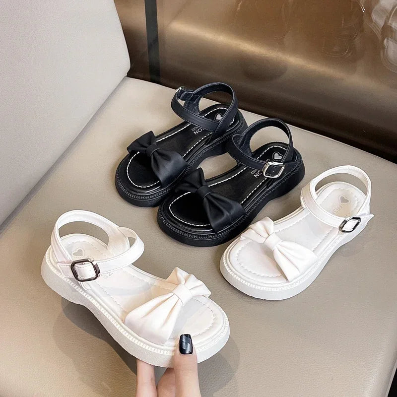 Kids Sandals for Girls Summer Sweet Bowknot Princess Fashion Sandals New Versatile Children Causal Beach Shoes Open-toe Simple Lizbert