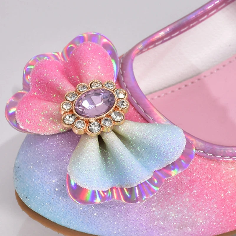 zapatos niña 23 Girl Shoes Leather Shoes Rainbow Shoes for Girls Sequins Female Shoes Princess Shoes Performance Shoes Kid Shoes Lizbert