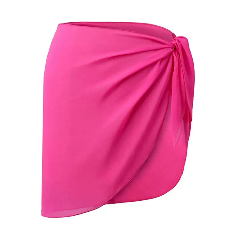 Women Short Sarongs Swimsuit Summer Coverups Beach Bikini Wrap Sheer Short Ladies Skirt Chiffon Scarf Cover Ups For Swimwear Lizbert