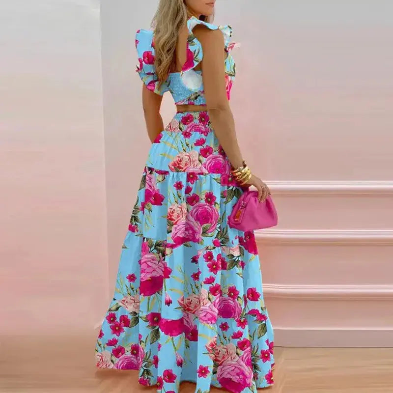 Floral Two-Piece Maxi Set – Effortless Summer Elegance Lizbert