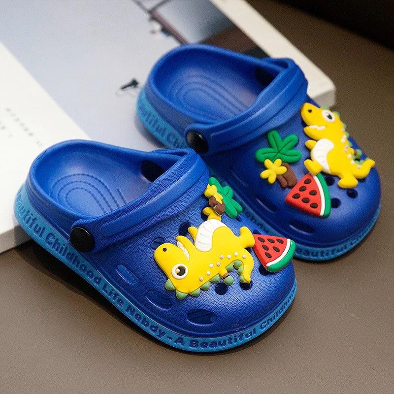 Children's cave shoes cartoon dinosaur pattern sandals baby walking shoes anti slip quick drying shoes water shoes garden shoes Lizbert