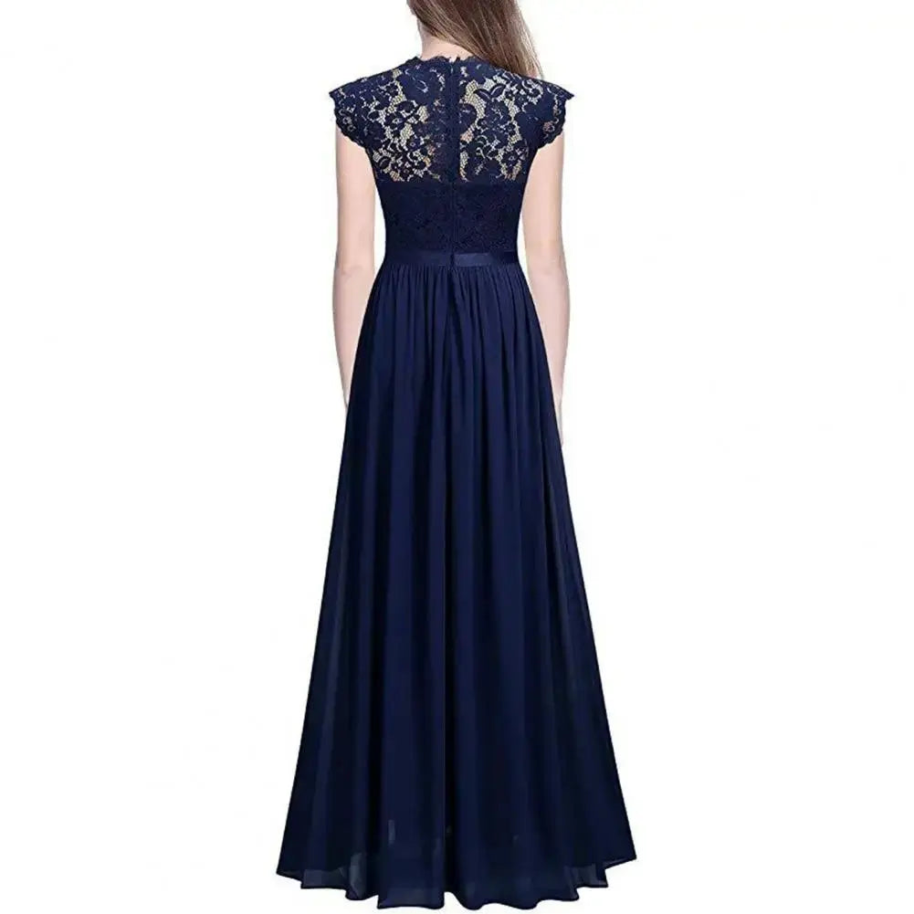 Casual Chic Lace Skirt Elegant Lace Maxi Dress for Women Mother of Bride A-line Wedding Party Gown Pleated Detail Dress Lizbert