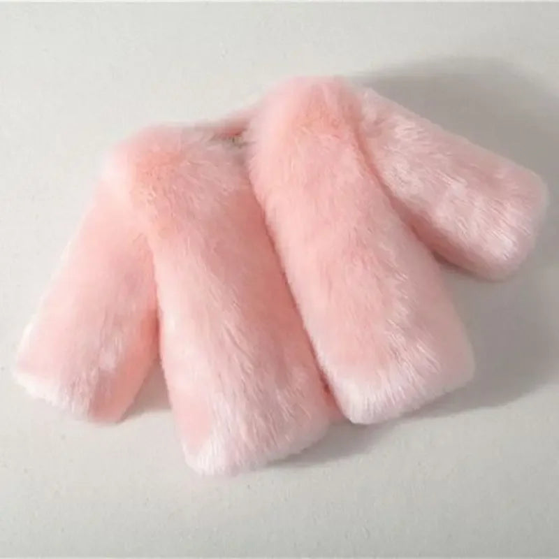 2024 Kids Winter Fashion Babys Girls Faux Fur Coat Short Style Kids Outerwear Fox Fur Jacket Girls Warm Coats Clothes 2-12Yrs