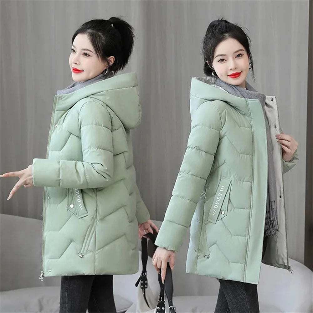 Winter Jacket 2025 New Women Parka Hooded Coat Casual Slim Long Casual Jacket Female Jacket Cotton Padded Warm Outwear Lizbert