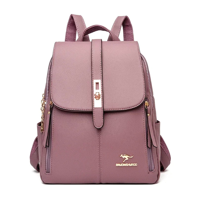 Women Large Capacity Backpack High Quality Leather Vintage Bags for Women School Bags Travel Rucksack Ladies Bookbag Knapsack Lizbert