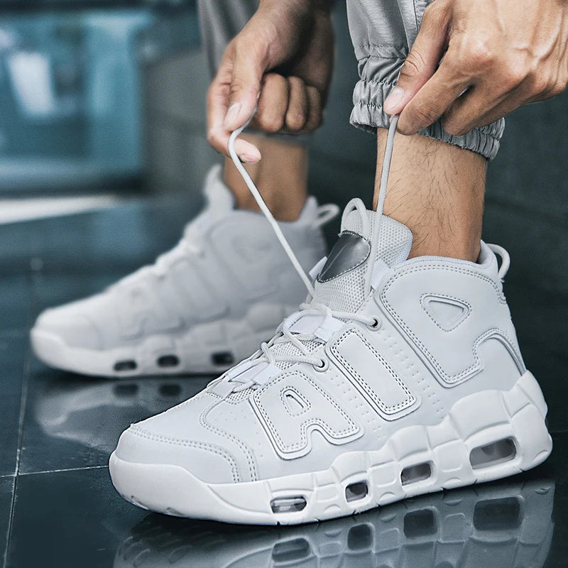 Men's Air Cushion Mid-Top Sports Shoes - Plus Size, Lightweight Non-Slip Basketball & Running Shoes with Shock-Absorbing Sole Lizbert