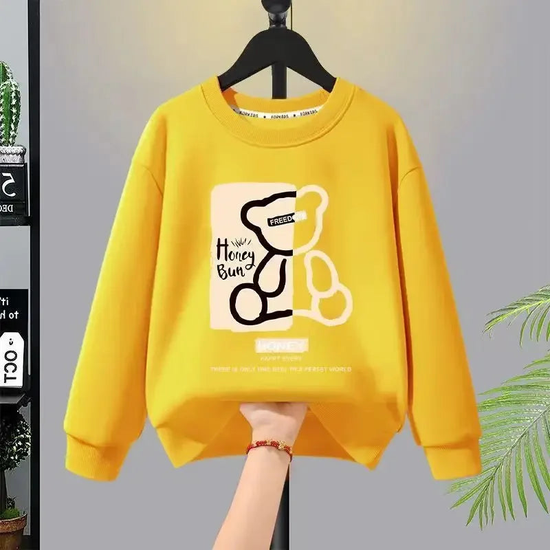 Spring Autumn Baby Girls Clothes Set Kid Boy Cartoon Bear Printed Cotton Sweatshirt Pullover&Pants 2pcs Suit Children Tracksuit