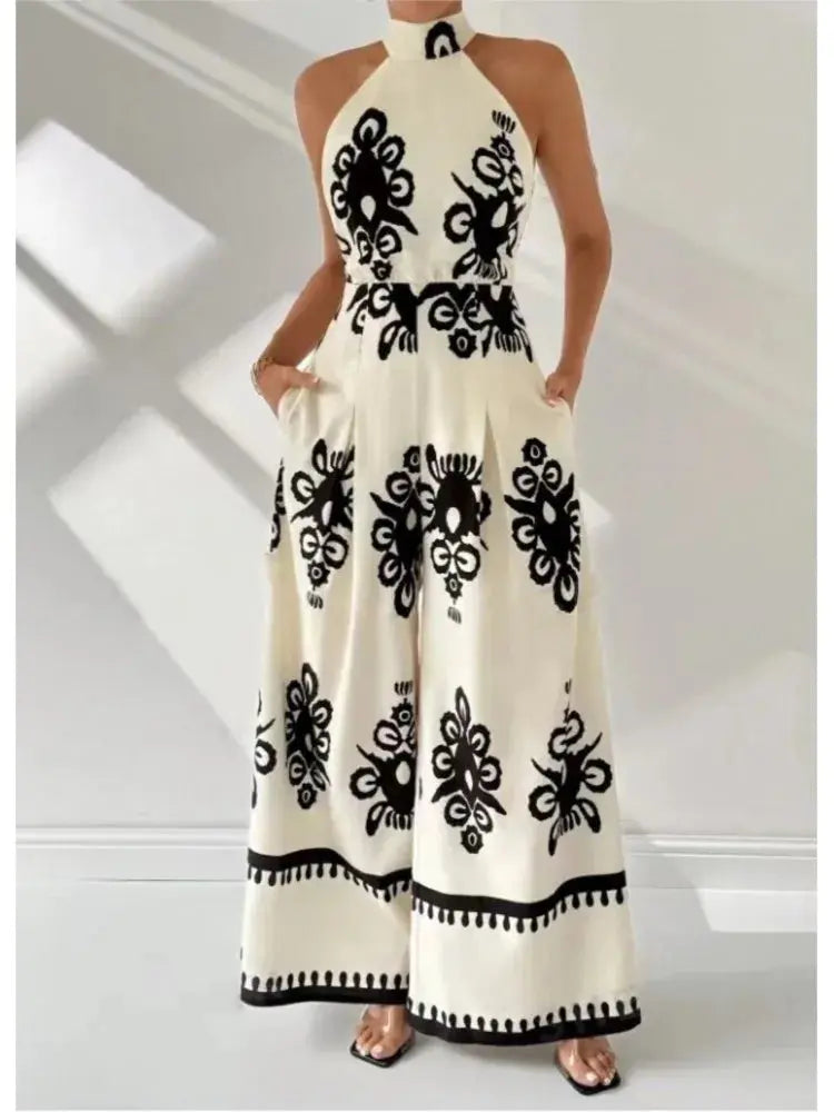 Luna Silk Halter Neck Jumpsuit – Elegant Backless Evening One-Piece Lizbert