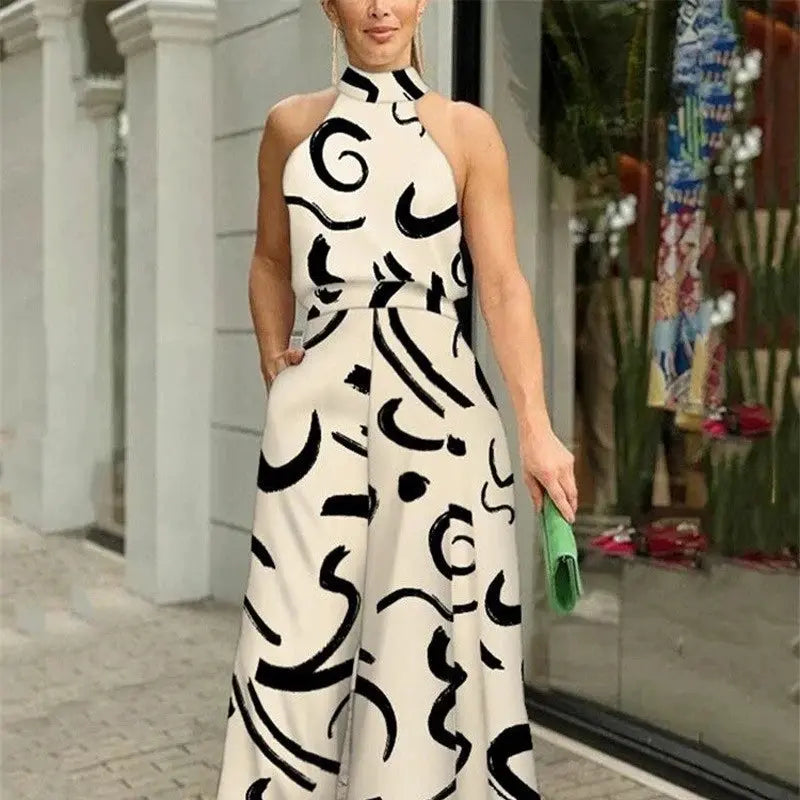 Luna Silk Halter Neck Jumpsuit – Elegant Backless Evening One-Piece Lizbert