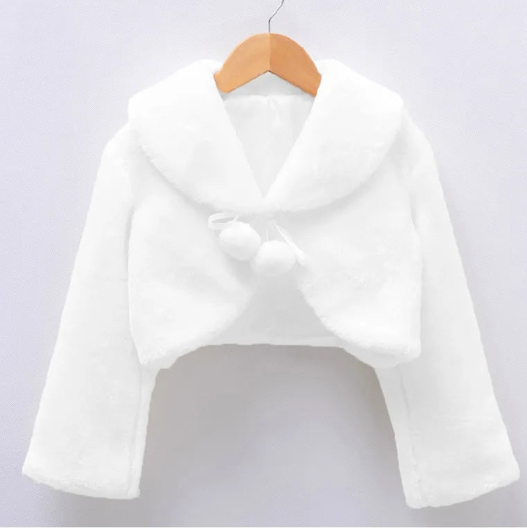2022 Autumn/Winter Plush Shawl Girls' Coat Flower Children's Dress Matching Coat Lizbert